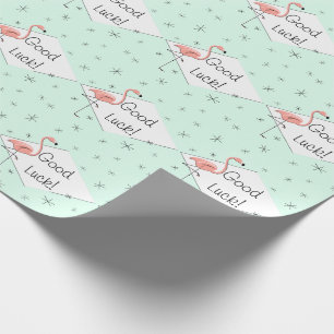 Flamingo Aqua diamond Good Luck wrapping paper