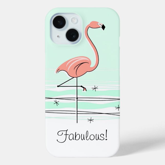 Flamingo Aqua 'Fabulous!' iPhone case (Back)