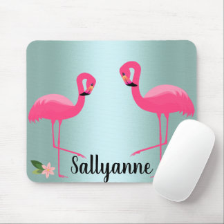 FLAMINGO AQUA FLORAL CUSTOMIZABLE Mouse Pad