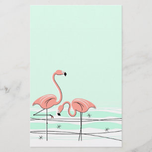 Flamingo Aqua pair stationery