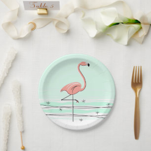 Flamingo Aqua paper plate