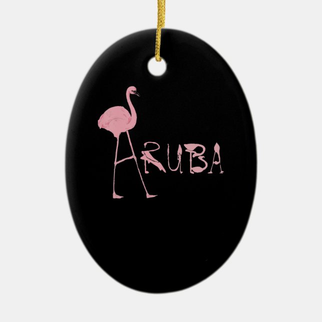Flamingo Aruba Ceramic Ornament (Front)