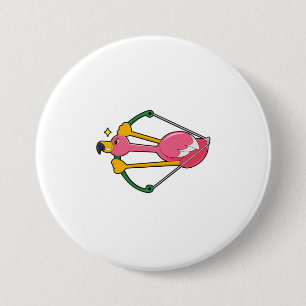 Flamingo as Arrow with Bow 3 Inch Round Button