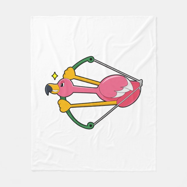 Flamingo as Arrow with Bow Fleece Blanket (Front)