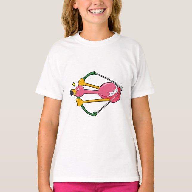 Flamingo as Arrow with Bow T-Shirt (Front)