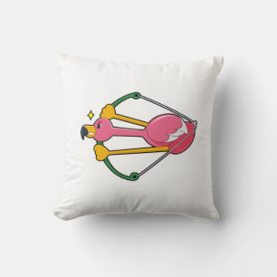 Flamingo as Arrow with Bow Throw Pillow