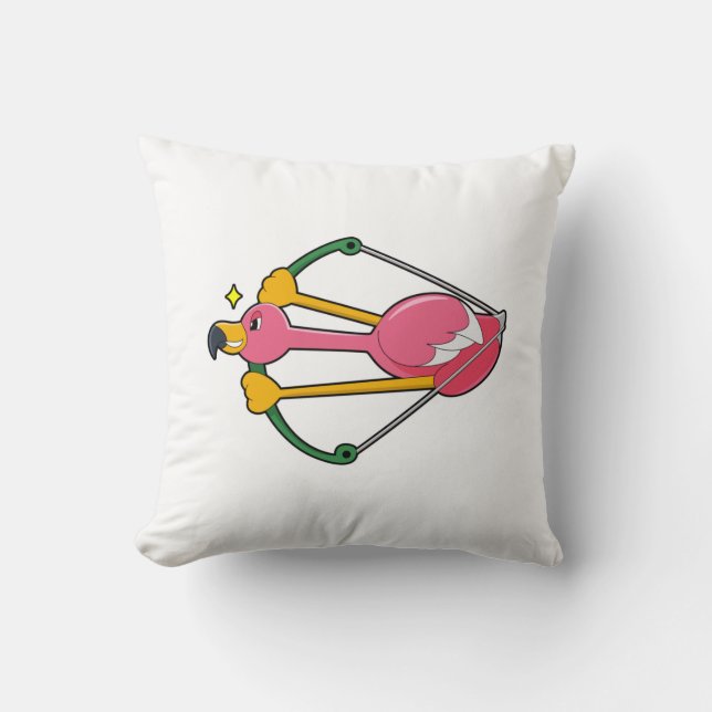 Flamingo as Arrow with Bow Throw Pillow (Front)