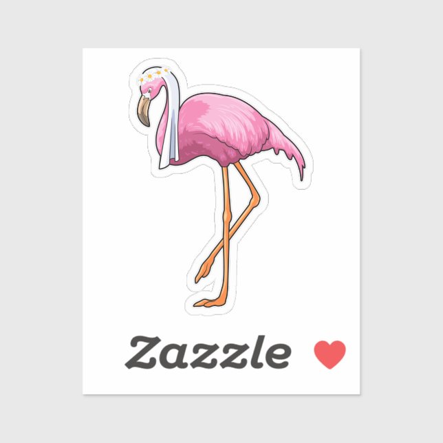 Flamingo as Bride with Veil (Sheet)