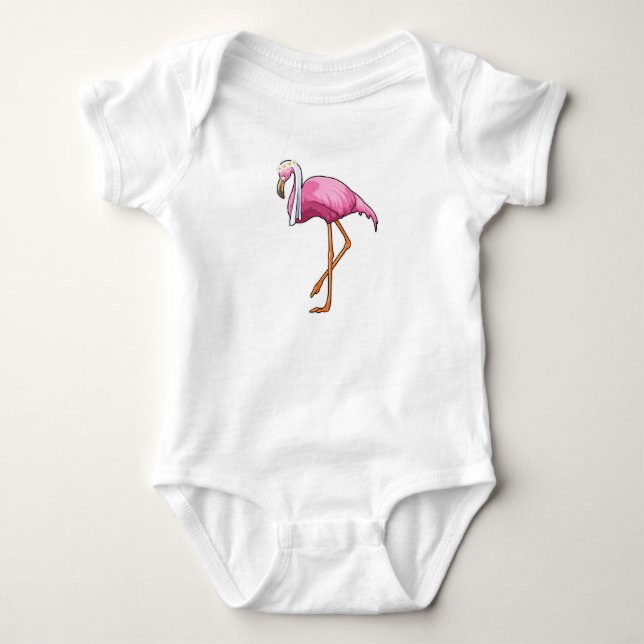Flamingo as Bride with Veil Baby Bodysuit (Front)