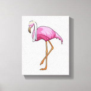 Flamingo as Bride with Veil Canvas Print