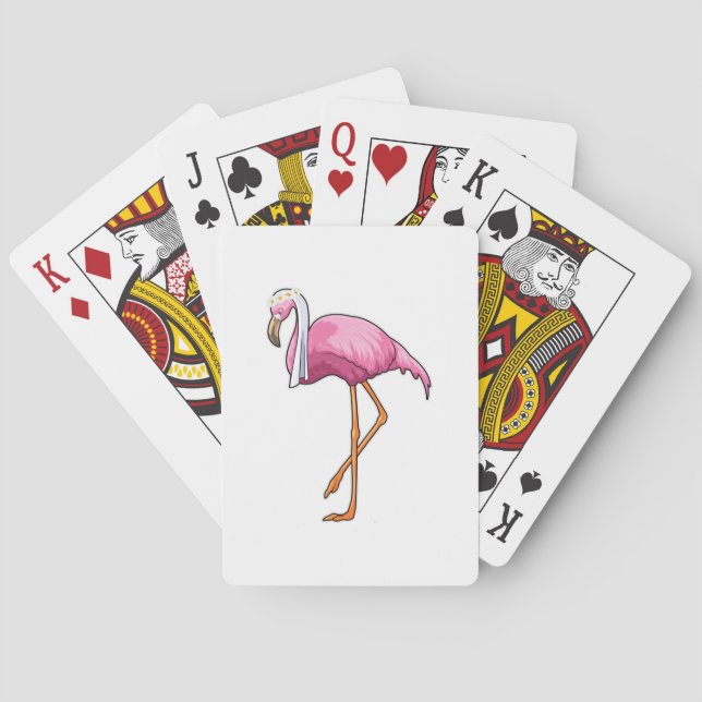 Flamingo as Bride with Veil Playing Cards (Back)