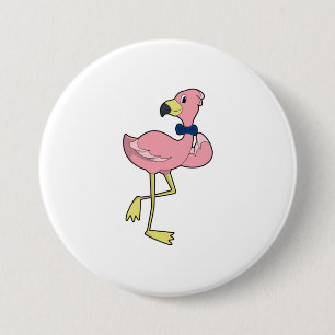 Flamingo as Gentleman with Tie 3 Inch Round Button