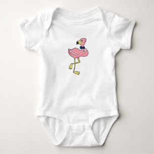 Flamingo as Gentleman with Tie Baby Bodysuit