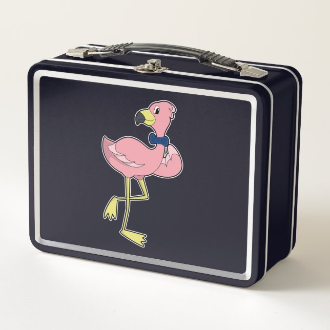 Flamingo as Gentleman with Tie Metal Lunch Box (Front)