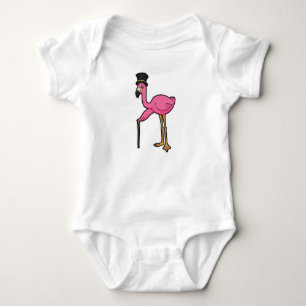 Flamingo as Groom with Hat & cane Baby Bodysuit