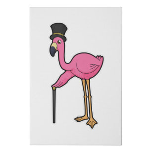 Flamingo as Groom with Hat & cane Faux Canvas Print