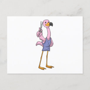 Flamingo as Hair stylist with Scissors Postcard