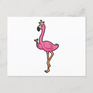 Flamingo as King with Crown & Staff Postcard