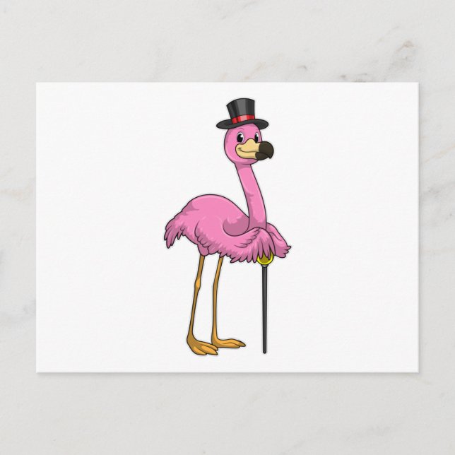 Flamingo as Pensioner with Walking stick Postcard (Front)