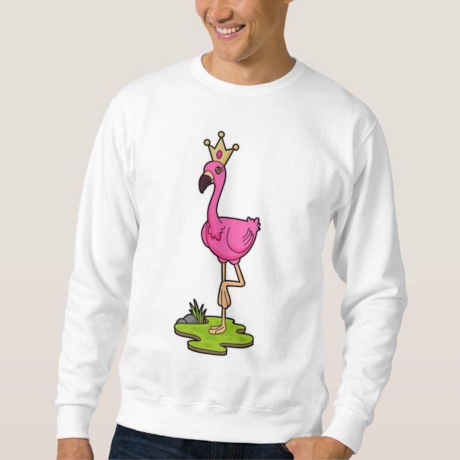 Flamingo as Princess with Crown Sweatshirt (Front)