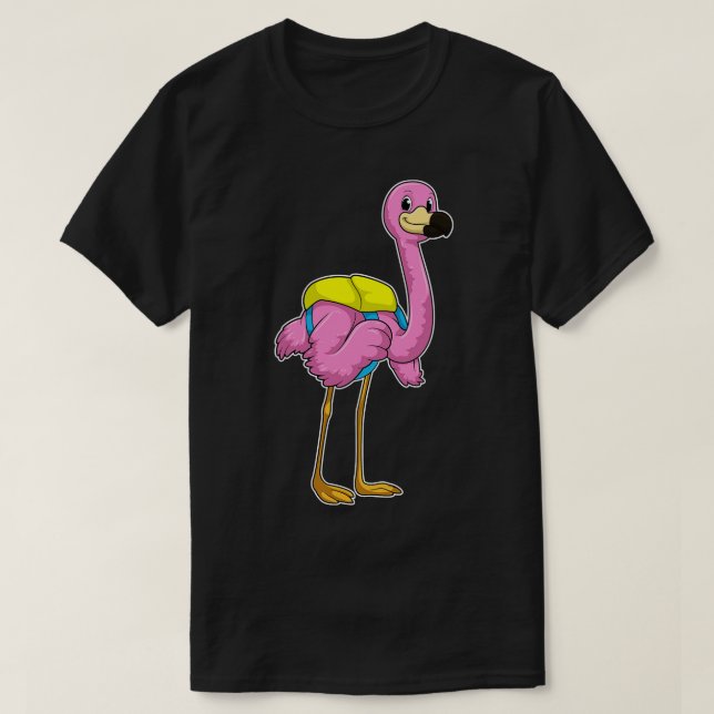Flamingo as Pupils with School bag T-Shirt (Design Front)