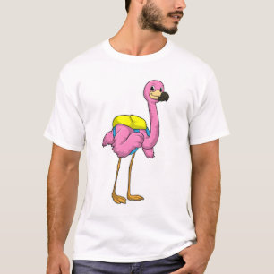 Flamingo as Pupils with School bag T-Shirt