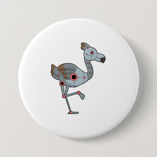 Flamingo as Robot 3 Inch Round Button