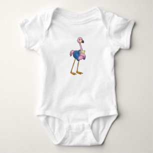 Flamingo as Secretary with Notepad Baby Bodysuit