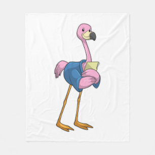Flamingo as Secretary with Notepad Fleece Blanket