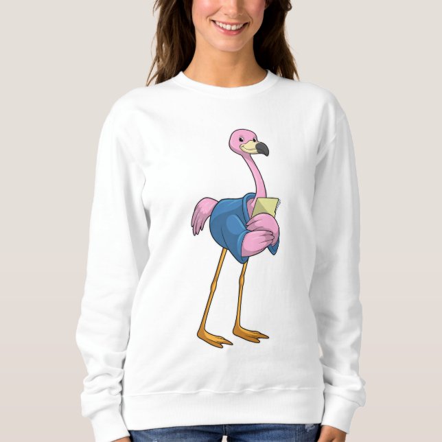 Flamingo as Secretary with Notepad Sweatshirt (Front)