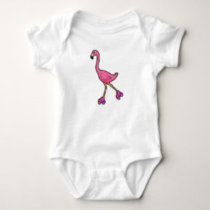 Flamingo as Skater with Roller skates Baby Bodysuit