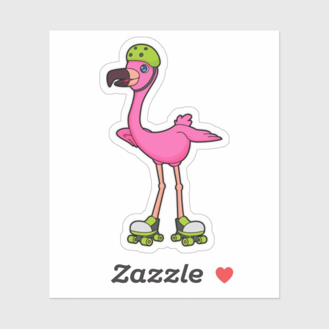 Flamingo as Skater with Roller skates & Helmet (Sheet)