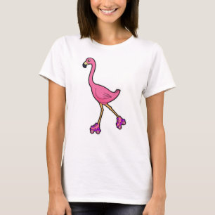 Flamingo as Skater with Roller skates T-Shirt