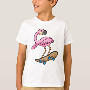 Flamingo as Skater with Skateboard T-Shirt