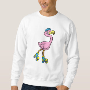 Flamingo as Skater with Skates & Helmet Sweatshirt