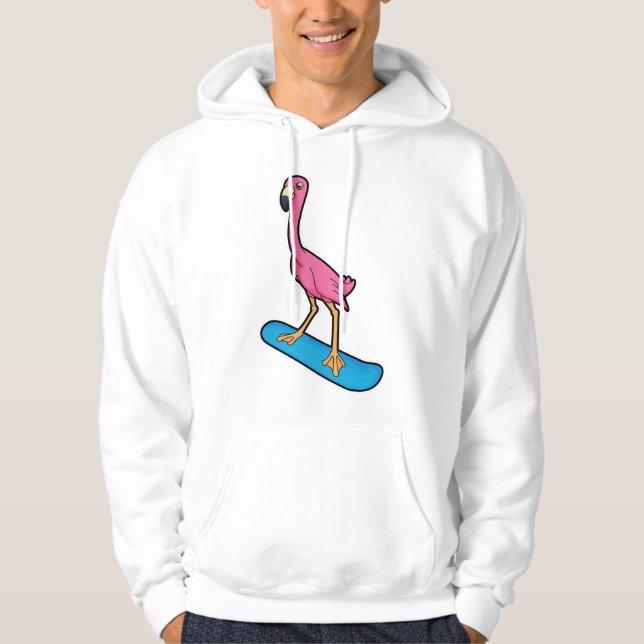Flamingo as Snowboarder with Snowbaord Hoodie (Front)