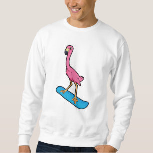 Flamingo as Snowboarder with Snowbaord Sweatshirt