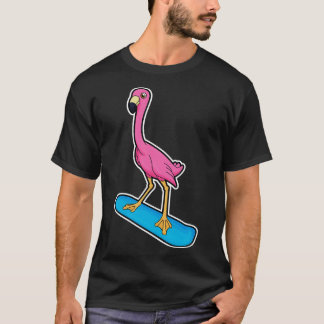 Flamingo as Snowboarder with Snowbaord T-Shirt