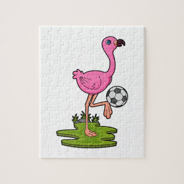 Flamingo as Soccer player with Soccer Jigsaw Puzzle (Vertical)