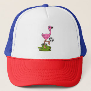 Flamingo as Soccer player with Soccer Trucker Hat