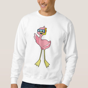 Flamingo at Diving with Snorkel Sweatshirt