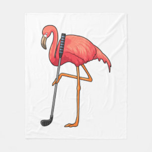 Flamingo at Golf with Golf club Fleece Blanket