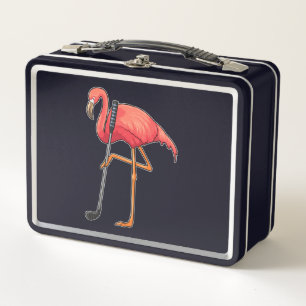 Flamingo at Golf with Golf club Metal Lunch Box