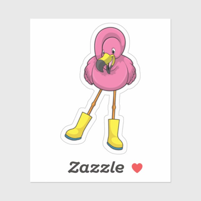 Flamingo at Raining with Rubber boots (Sheet)