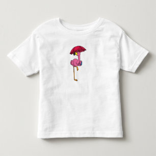 Flamingo at Raining with Umbrella Toddler T-shirt