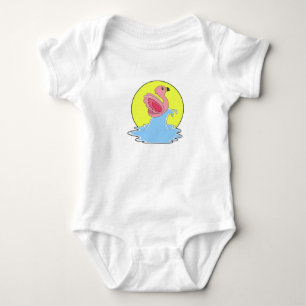 Flamingo at Surfing on Water Baby Bodysuit