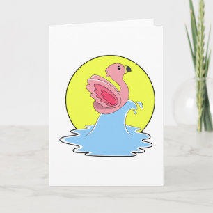 Flamingo at Surfing on Water Card