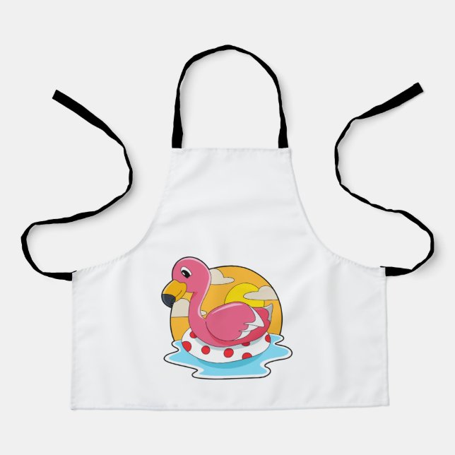 Flamingo at Swimming with Lifebuoy Apron (Front)