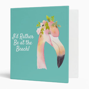 Flamingo at the beach 3 ring binder