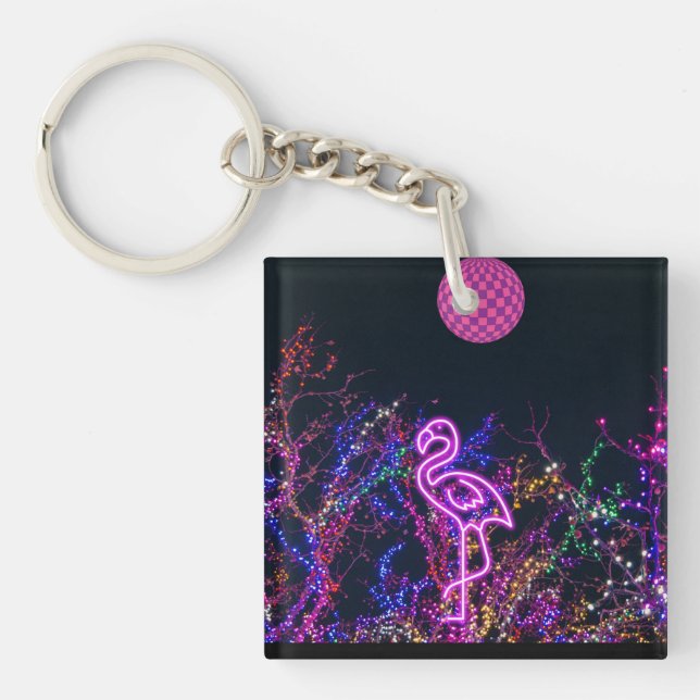 Flamingo at the dance party. keychain (Front)